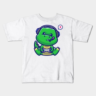Cute Dino Gaming Cartoon Kids T-Shirt